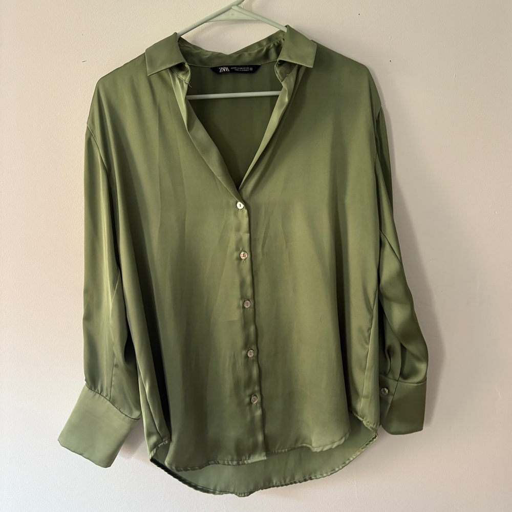 Zara Sage Green Satin Top